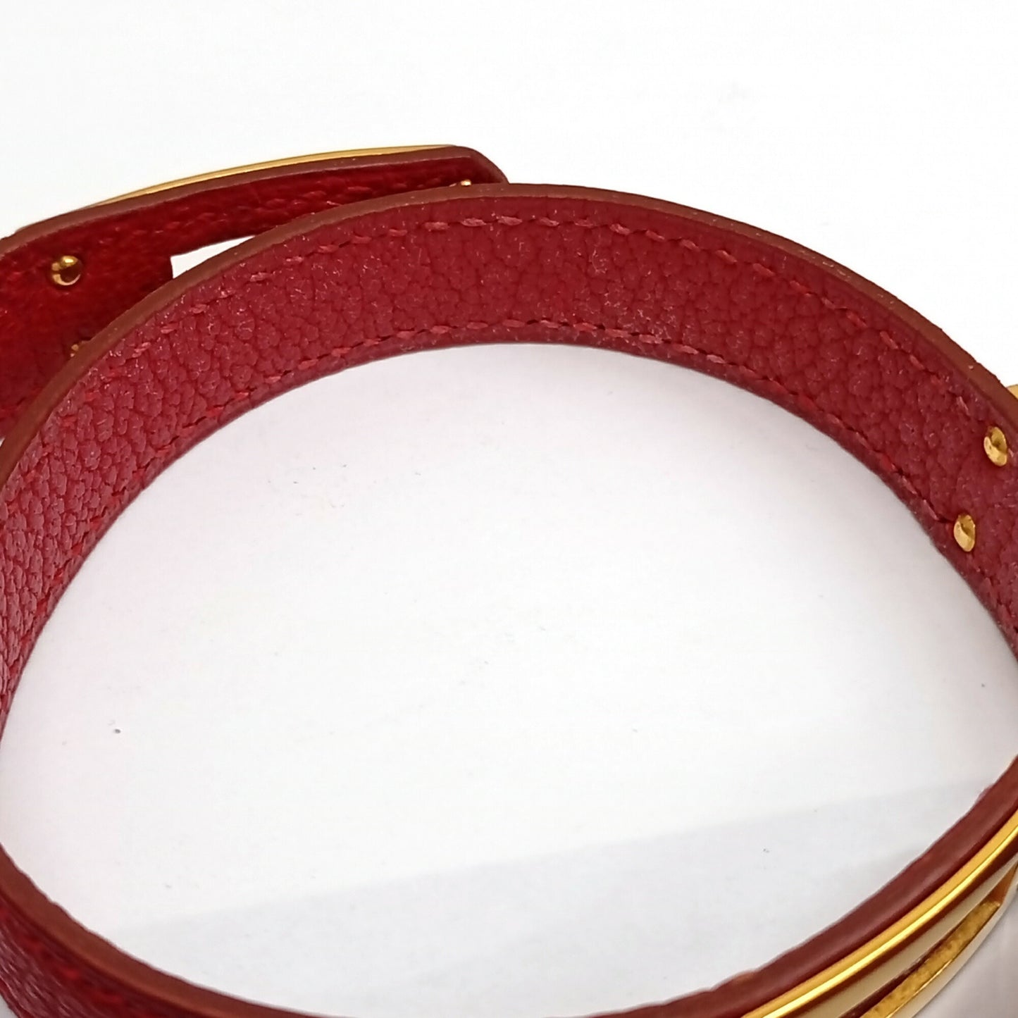 HERMES Leather Bracelet Kelly Double Tour Red (Discontinued Color) □F Made in 2002
