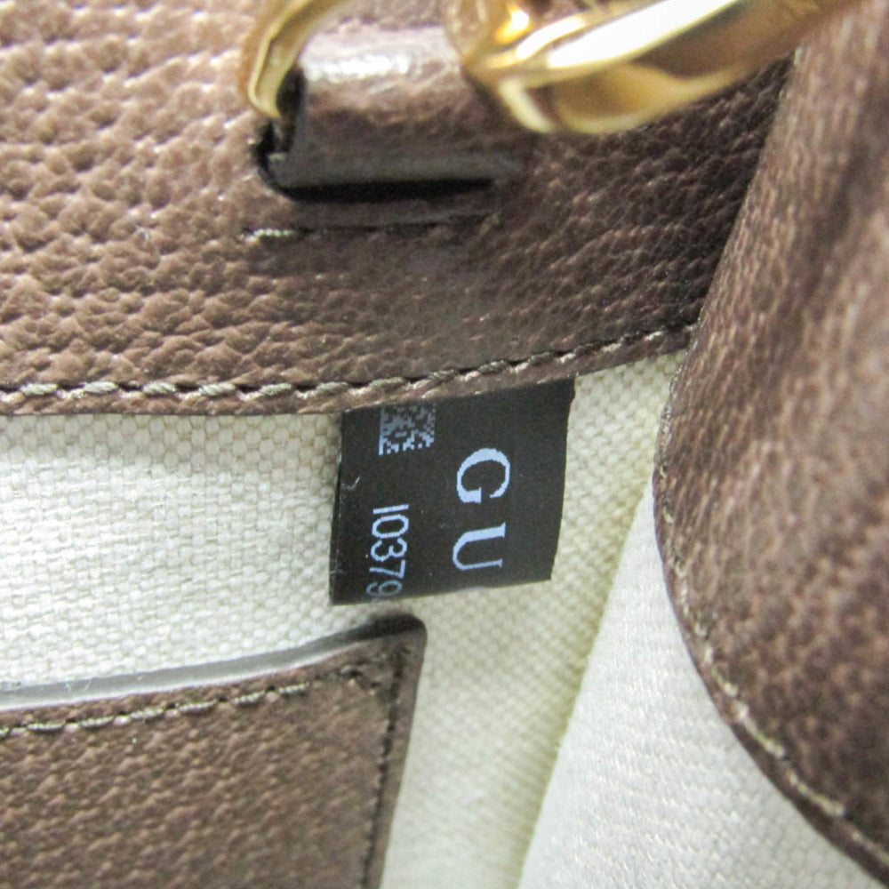 Gucci Jumbo GG Mini 699406 Women's Canvas,Leather Handbag,Shoulder Bag Beige,Dark Brown — Like New