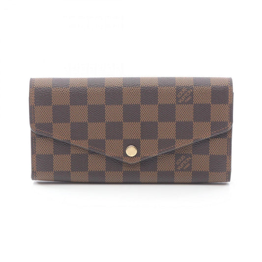 Louis Vuitton Sarah Portefeuille Bi-fold Long Wallet, Damier Leather, Brown, Women's, N63209