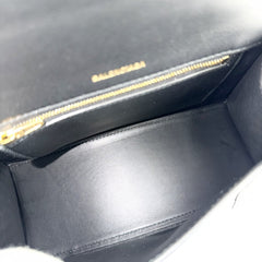 Balenciaga Women's Hourglass Small Handbag Shoulder Bag Crossbody HOURGLASS Crocodile Embossed Leather Top Handle BALENCIAGA 593546 Black Antique Gold Hardware — Like New