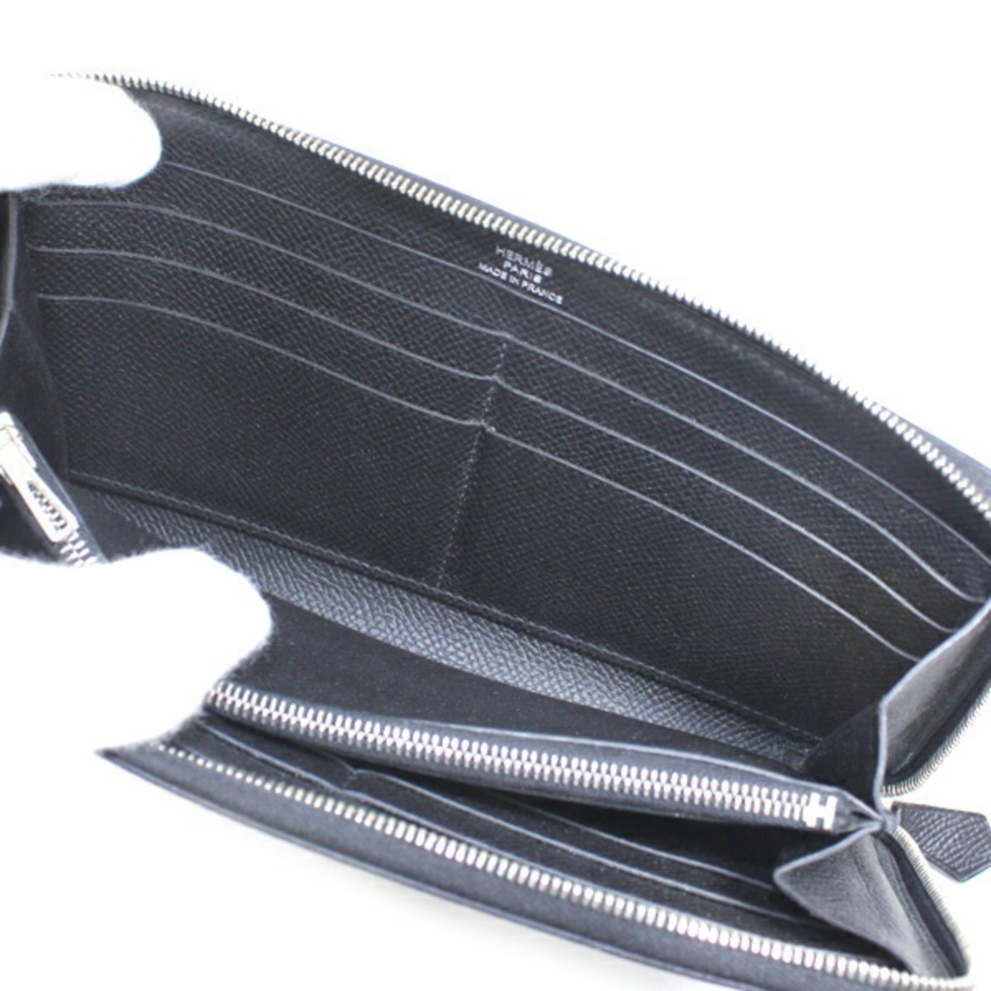 Hermès Azap Long Classic Black Zip-Around Wallet, Epson, Men's and Women's, HERMES KM3188