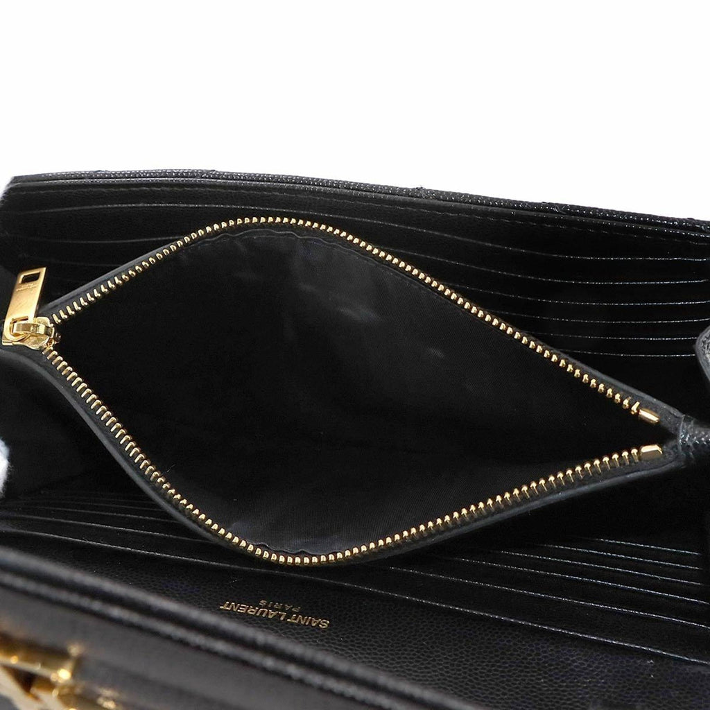 Saint Laurent Cassandra Chain Wallet, black leather with gold hardware, model 377828.