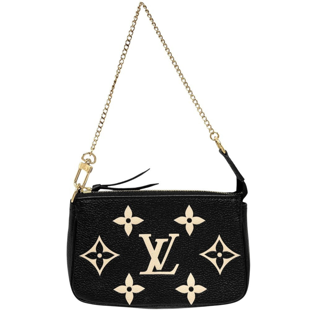 Louis Vuitton Women's Mini Pochette Accessoires Bicolor Accessory Pouch LOUIS VUITTON M80732 Monogram Empreinte Black with Gold Hardware — Like New
