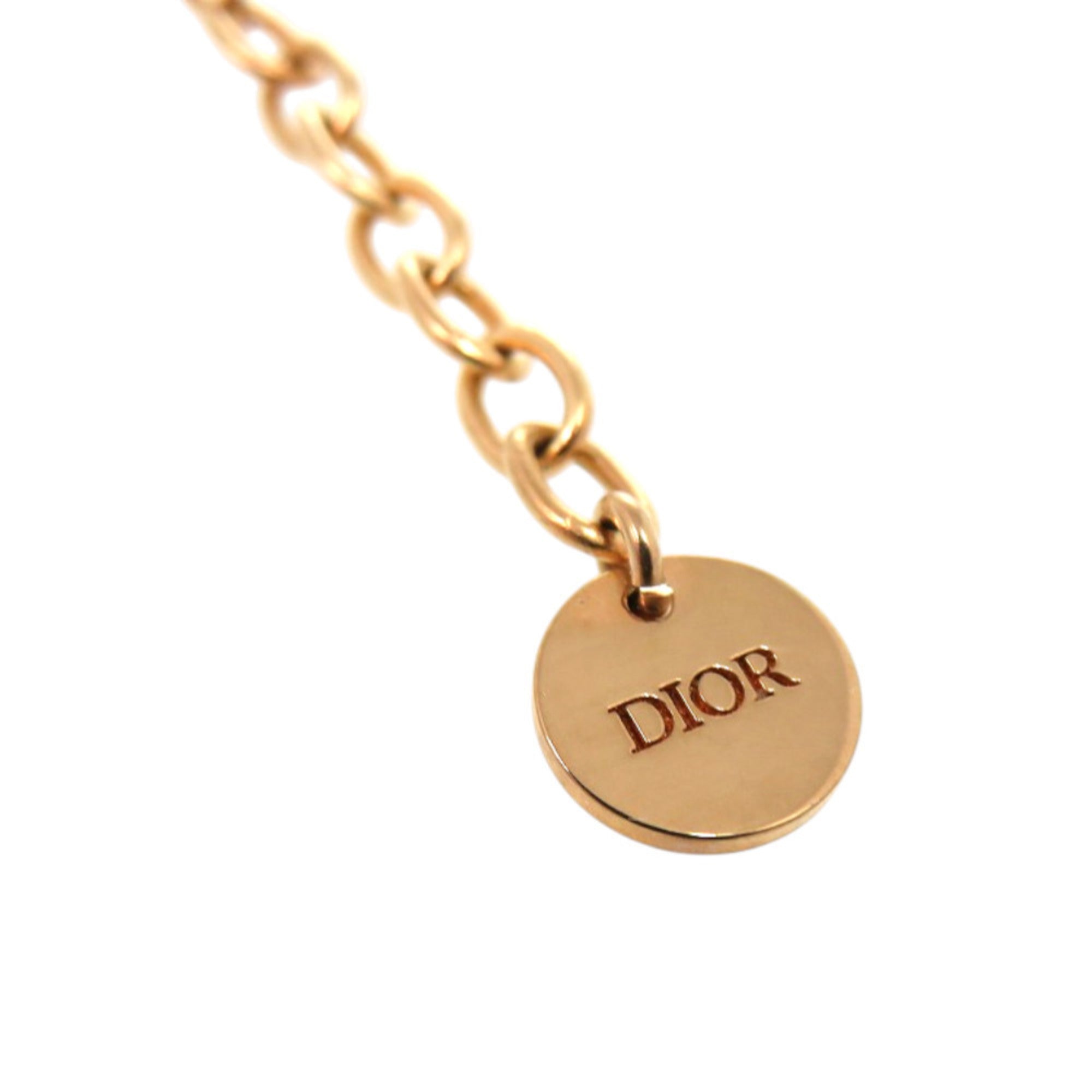 Christian Dior Like new Dior Herbarium Dragonfly Metal Resin Pink Gold Clear Necklace 1506 — Like New