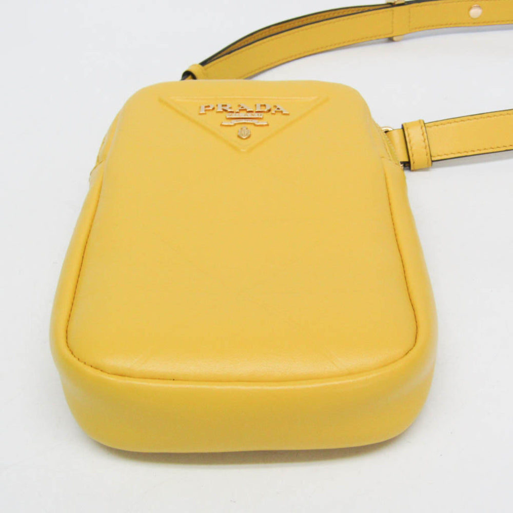 Prada Small Shoulder Pouch PELLETTERIA 9Y21OM Women's Leather Pouch,Shoulder Bag Yellow — Like New