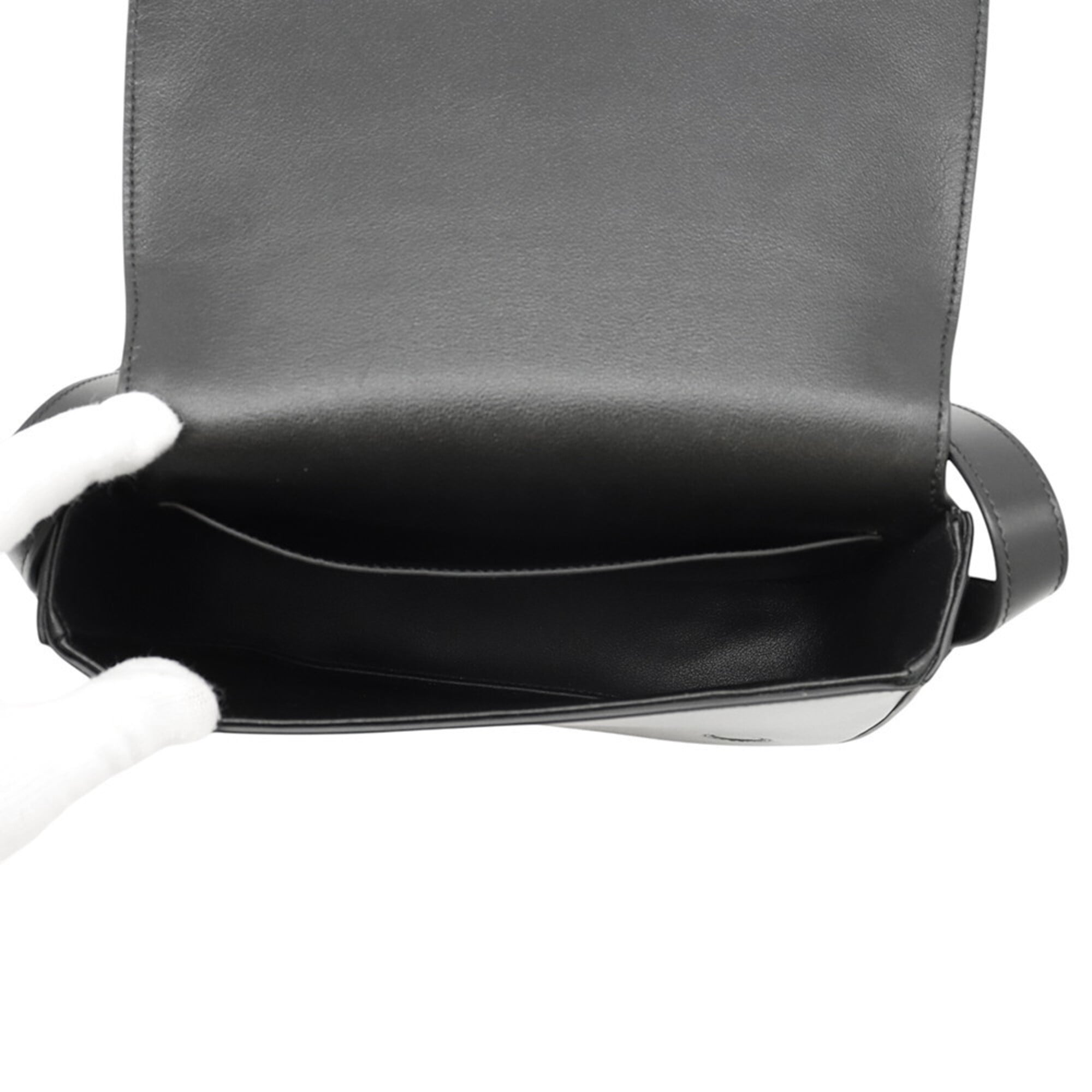 Celine shoulder bag, Maillon Triomphe, calf leather, 193123, black, handbag — Like New