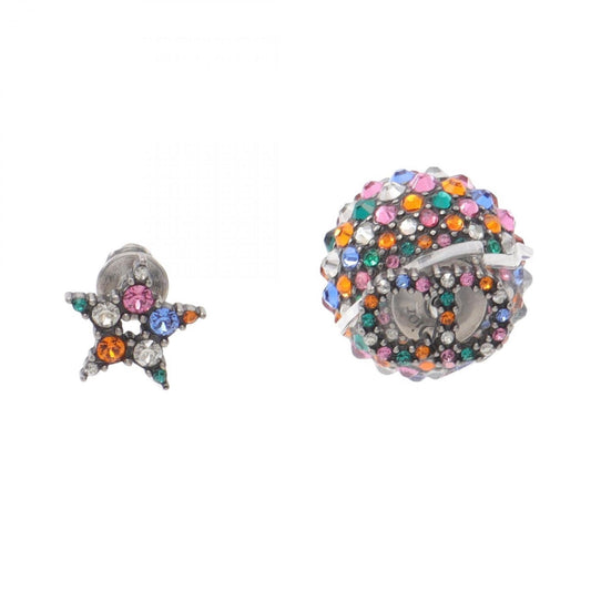 Christian Dior Dior CD logo earrings in stainless steel with rhinestones, silver and multicolor.