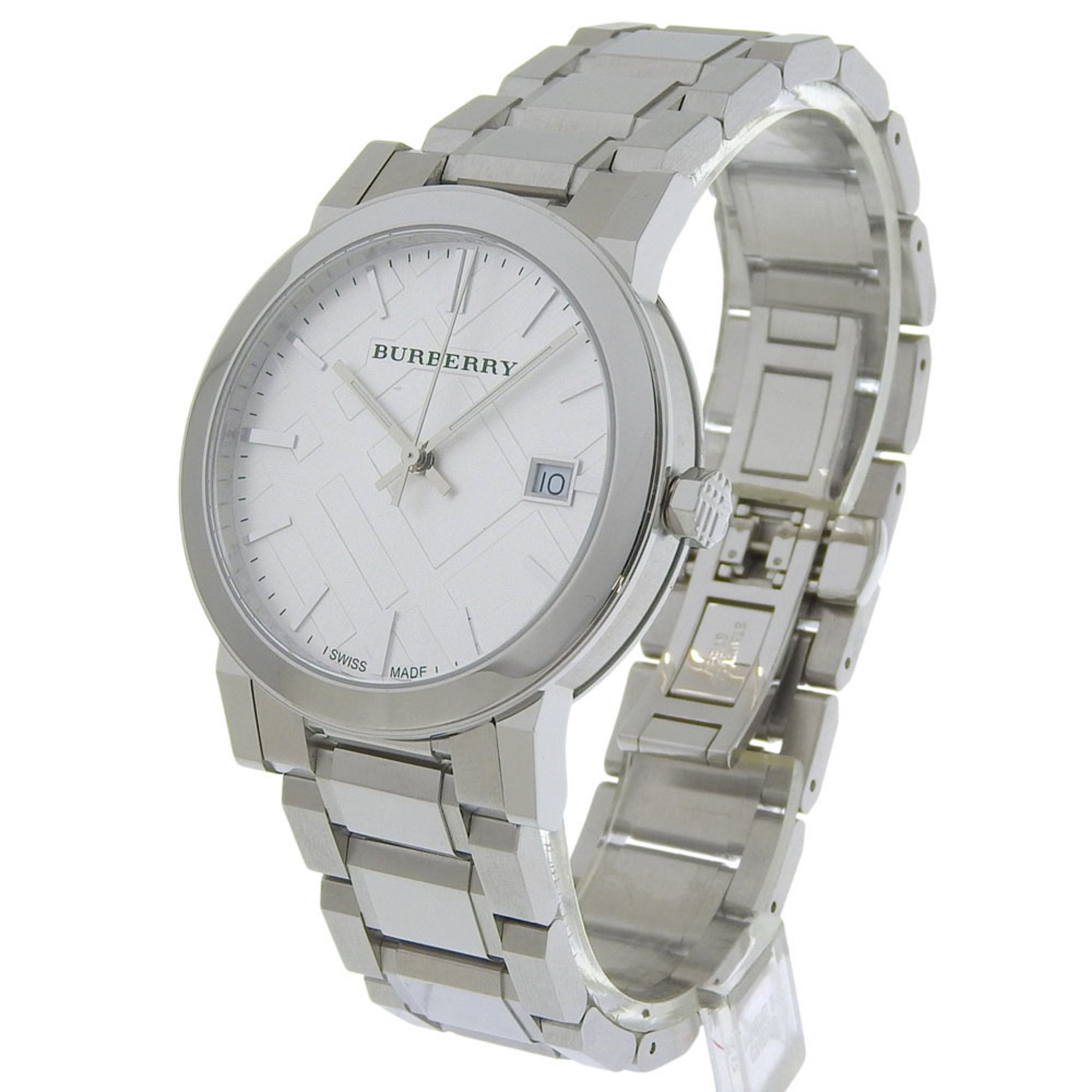 Burberry BU9000 Stainless Steel Watch, Silver, Quartz, Analog Display, Silver Dial, Women's — Very Good