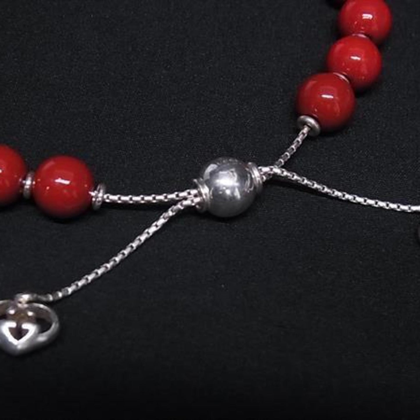 GUCCI Interlocking G Heart Bracelet 286673 in Red, Silver, and Wood (Ag925) for Men Women