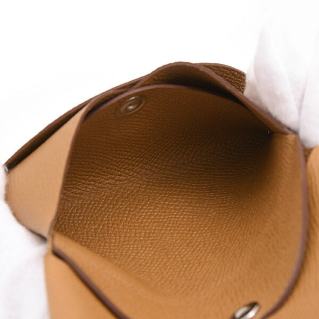 Hermes Hermès Calvi Duo Wallet for Men and Women, Card Case, Coin Double Engraved, Gold, Epsom Leather