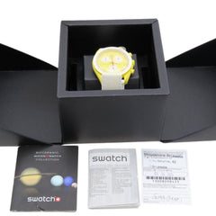 Like new Omega x Swatch Mission to the Sun Speedmaster SO33J100 Quartz Watch with Nylon and Bio-Ceramic Finish, Yellow, 0030OMEGA S033J100, Men's — Like New