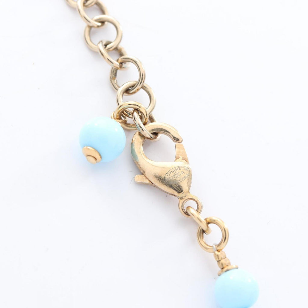 Chanel Coco Mark Choker Accessory, GP (Gold Plated), Rhinestones, Plastic, Women's, Gold, Black, Blue