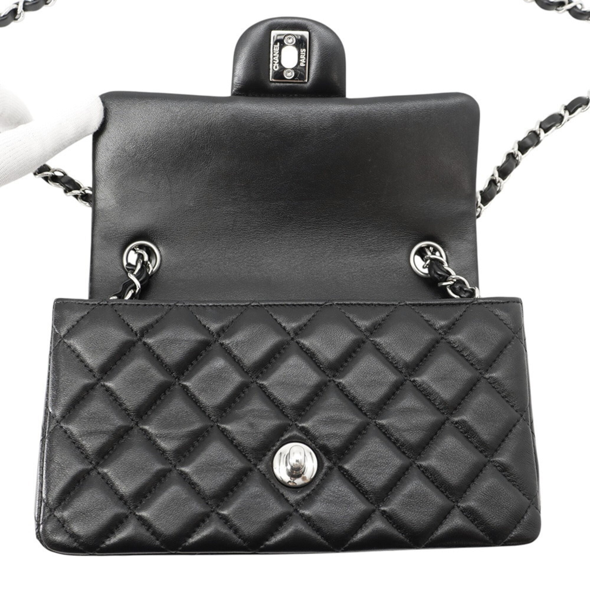 Chanel Chain Shoulder Bag Mini Matelassé Coco Mark Lambskin A69900 CHANEL Handbag Black Women's — Like New