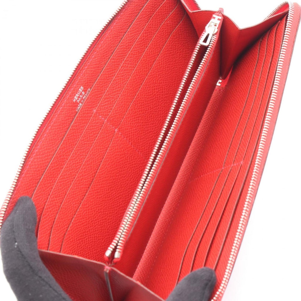 Hermes Hermès Azap Long Round Wallet, Leather, Epsom Women's, Red