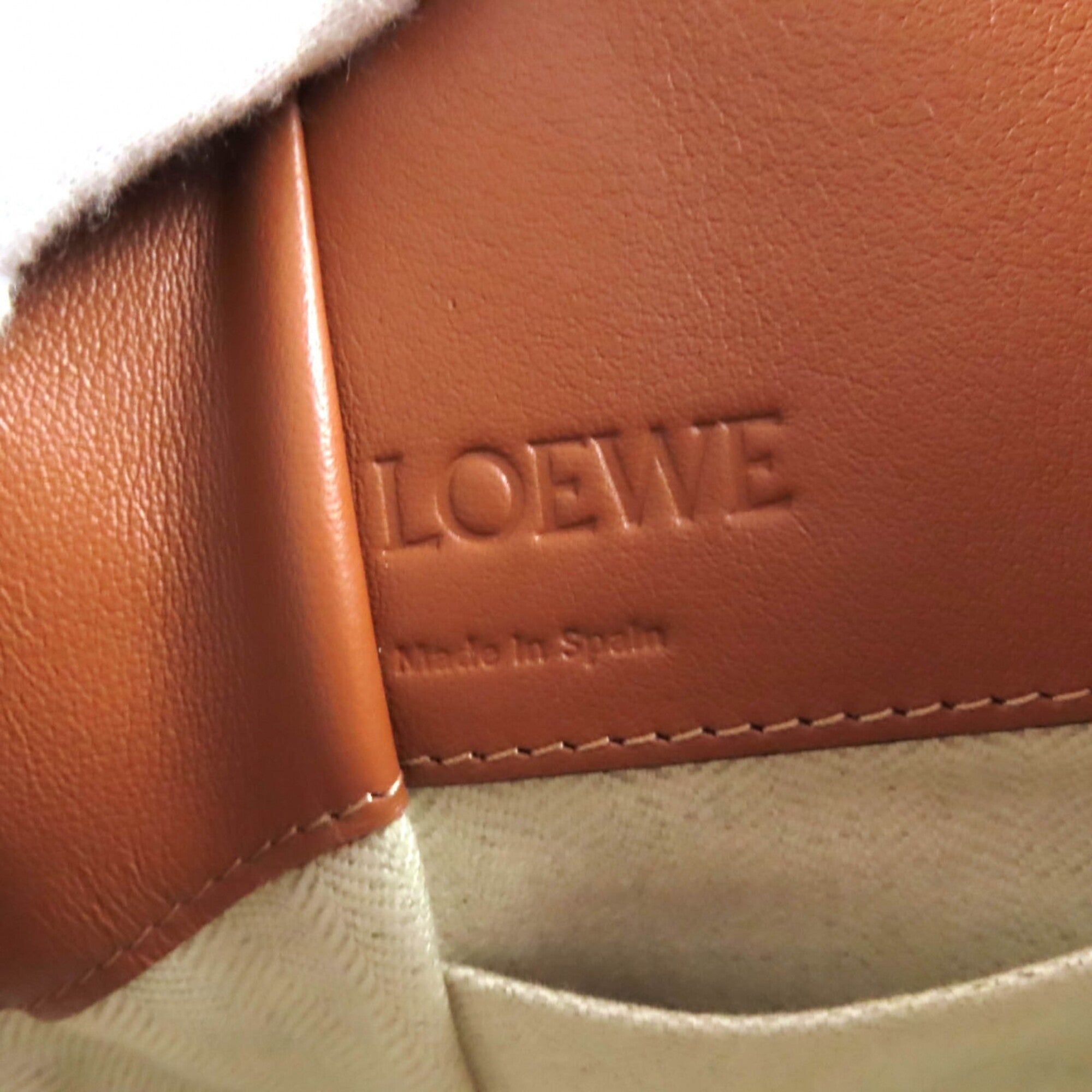 LOEWE 314.30.V07 Hammock Drawstring Mini Tan 2-Way Leather Shoulder Bag, Made in Spain, Women's — Like New