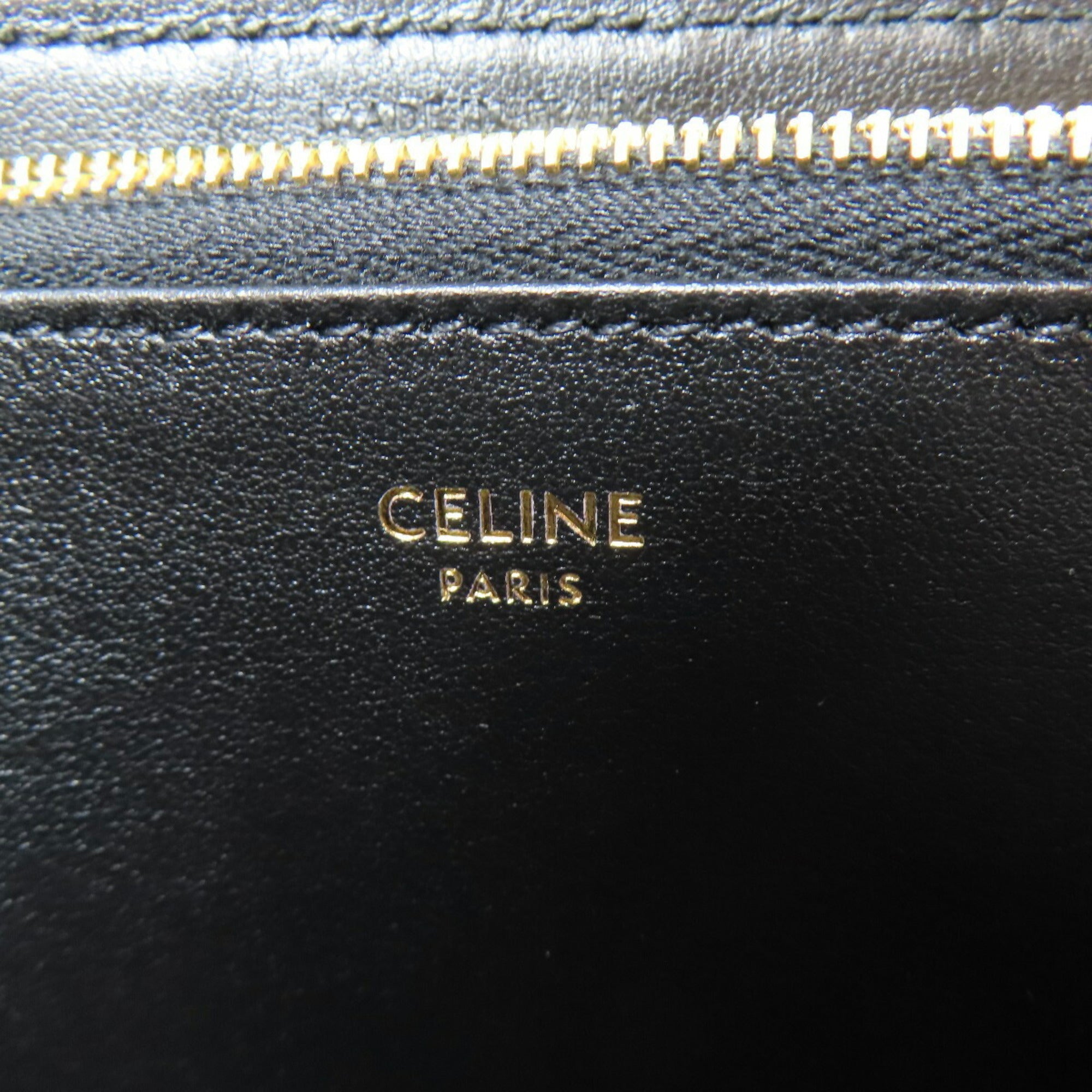 CELINE Round Long Wallet Leather Women's