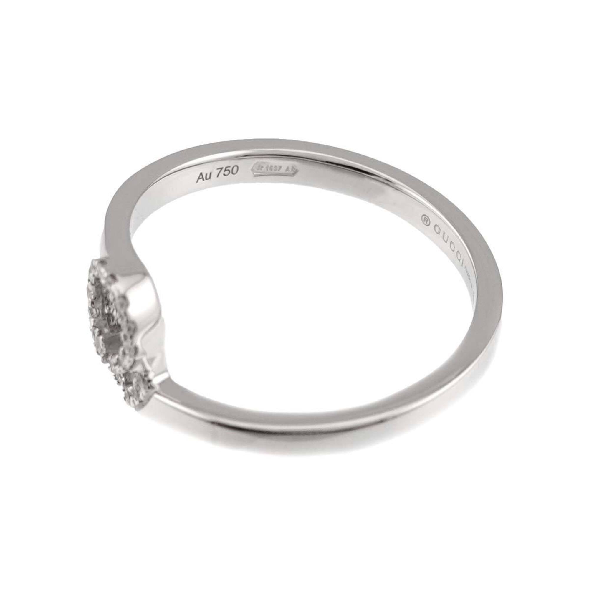 Gucci GG Running Diamond Ring #8 18K WG White Gold 750 — Like New