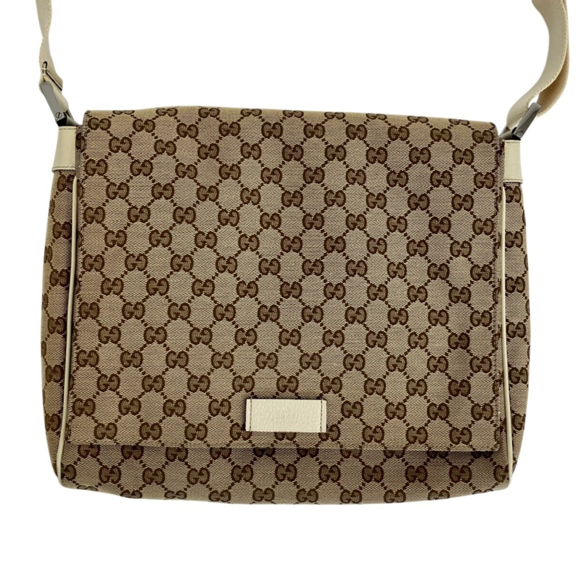 GUCCI GG Canvas Messenger Bag Shoulder 146236 Beige Men's Women's — Like New