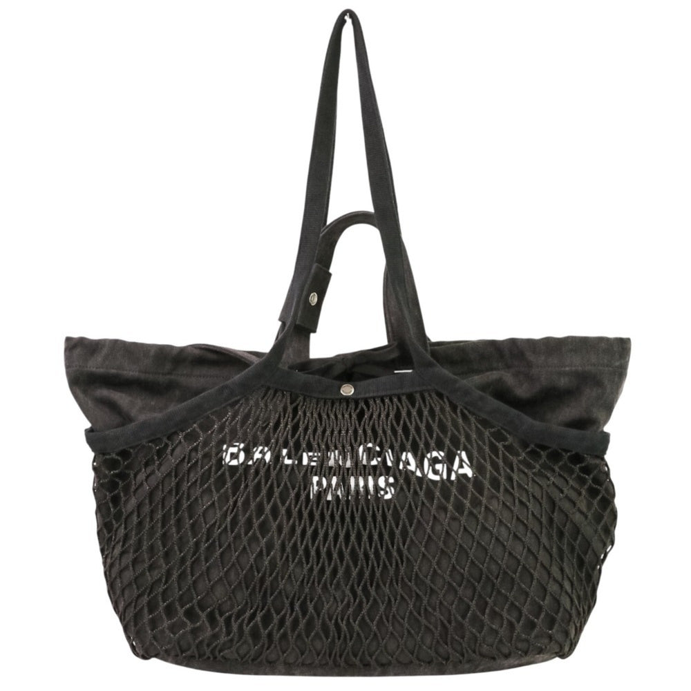 Excellent condition BALENCIAGA 24/7 mesh washed tote bag, size M, 791809, black, women's, Luxs, used brand clothing store — Like New