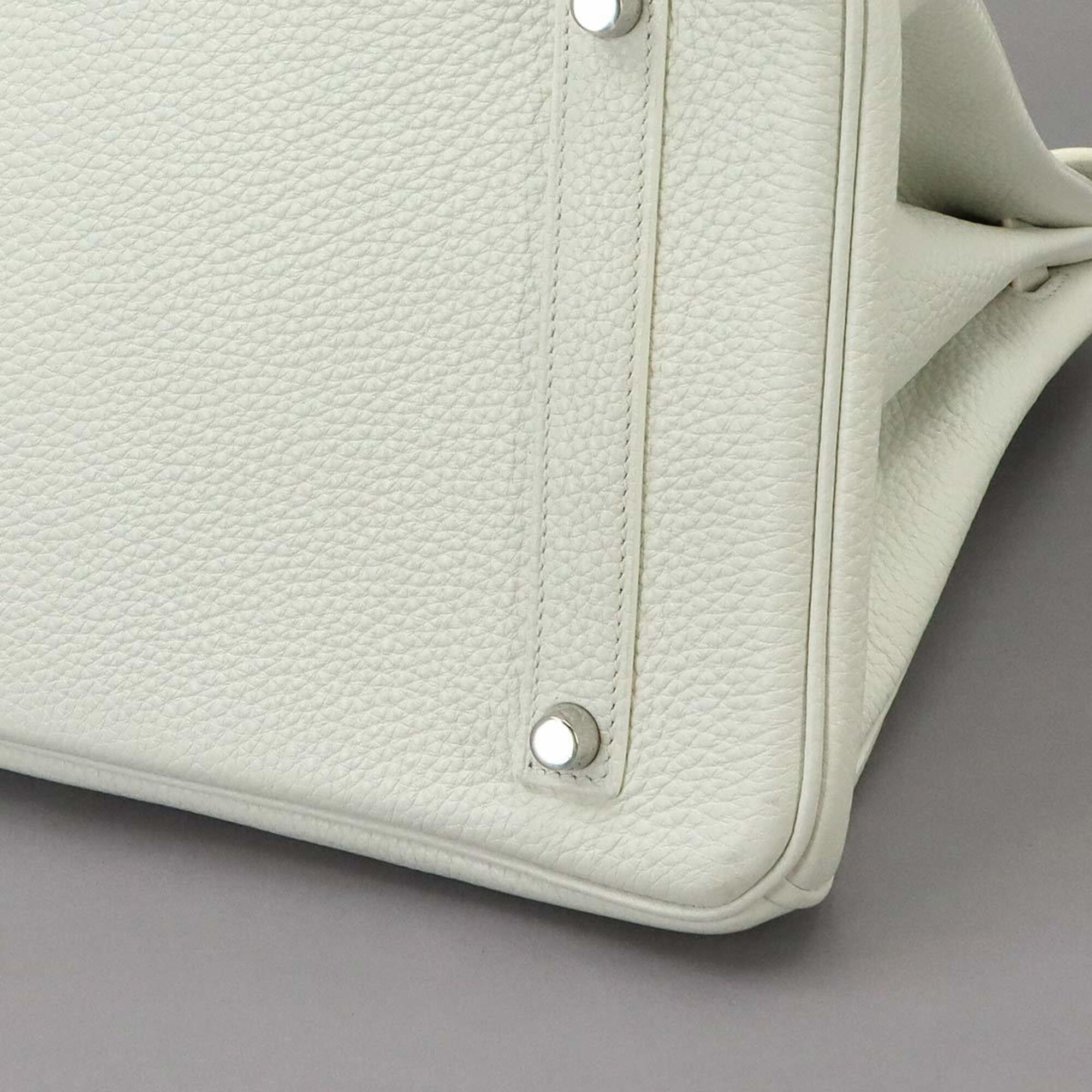 Hermes Birkin 35, Taurillon Clemence leather, white, handbag, R stamp, silver hardware — Like New