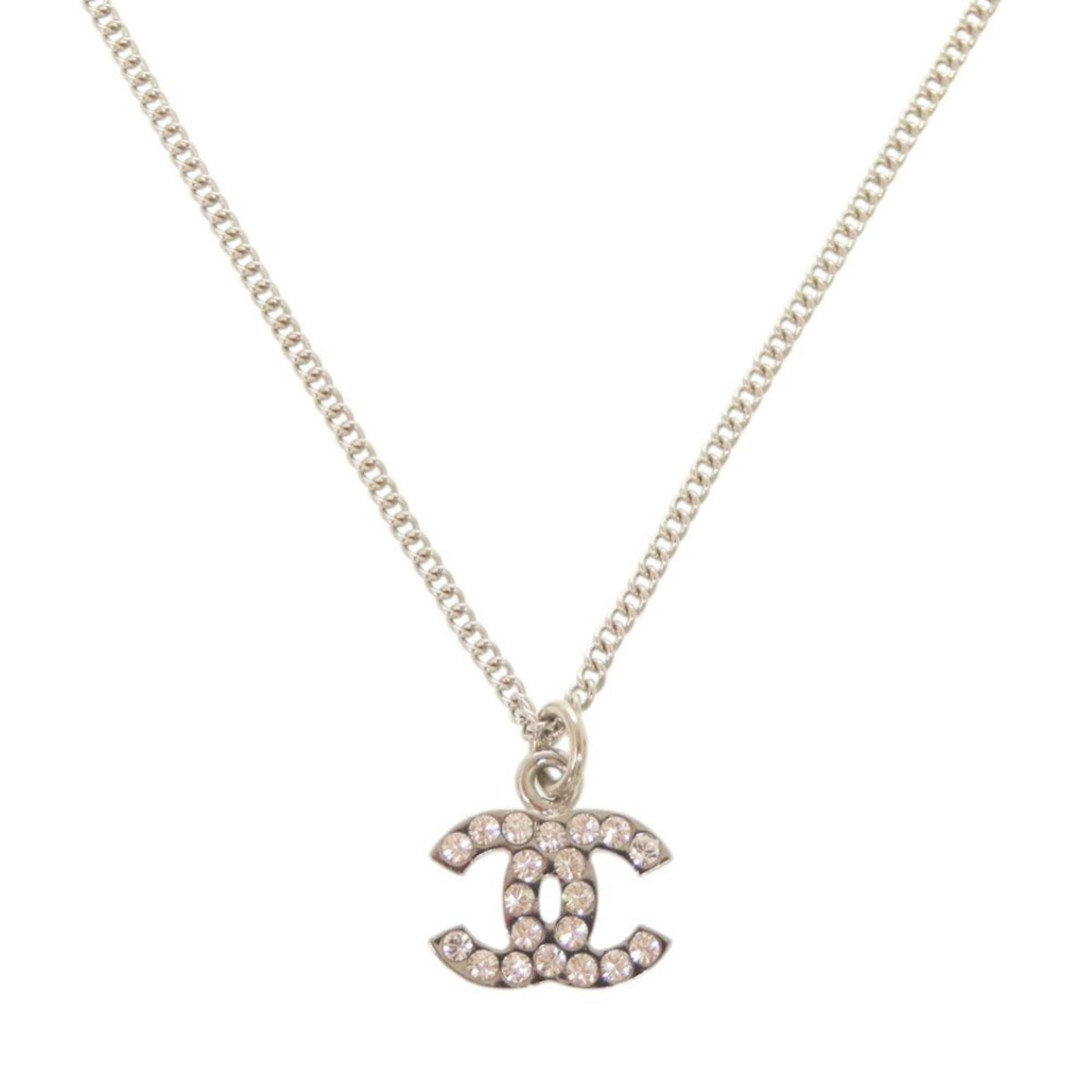 Like new Chanel Coco Mark A28942 Metal Rhinestone Silver Necklace 0460CHANEL — Like New
