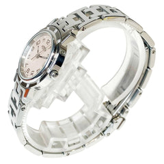 Hermes Clipper Nacre watch, total weight 42.8g, stainless steel, quartz movement, pink mother-of-pearl dial, CL4.230 — Good