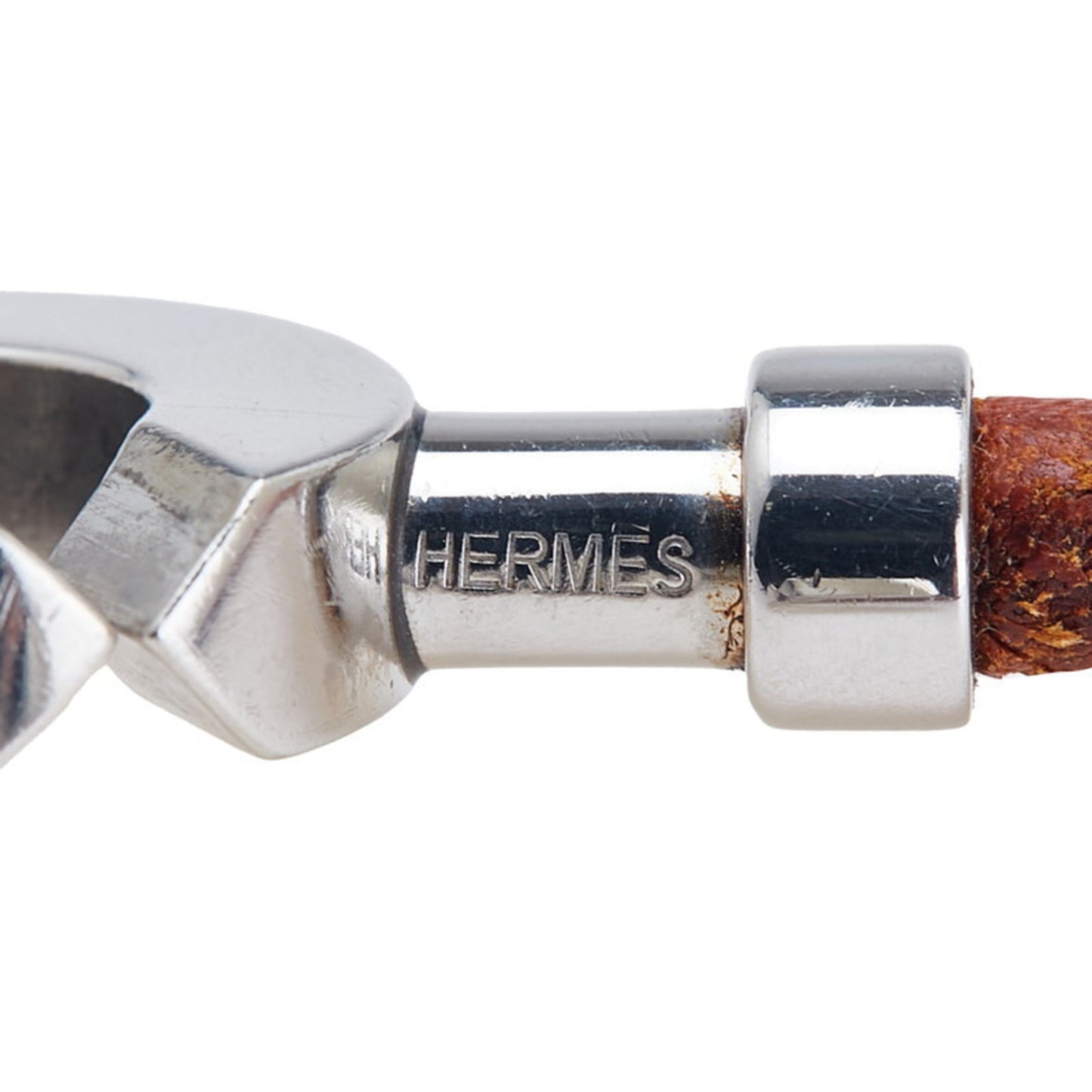 Hermes Lancelot Bracelet Choker in Brown and Silver Leather Metal for Women