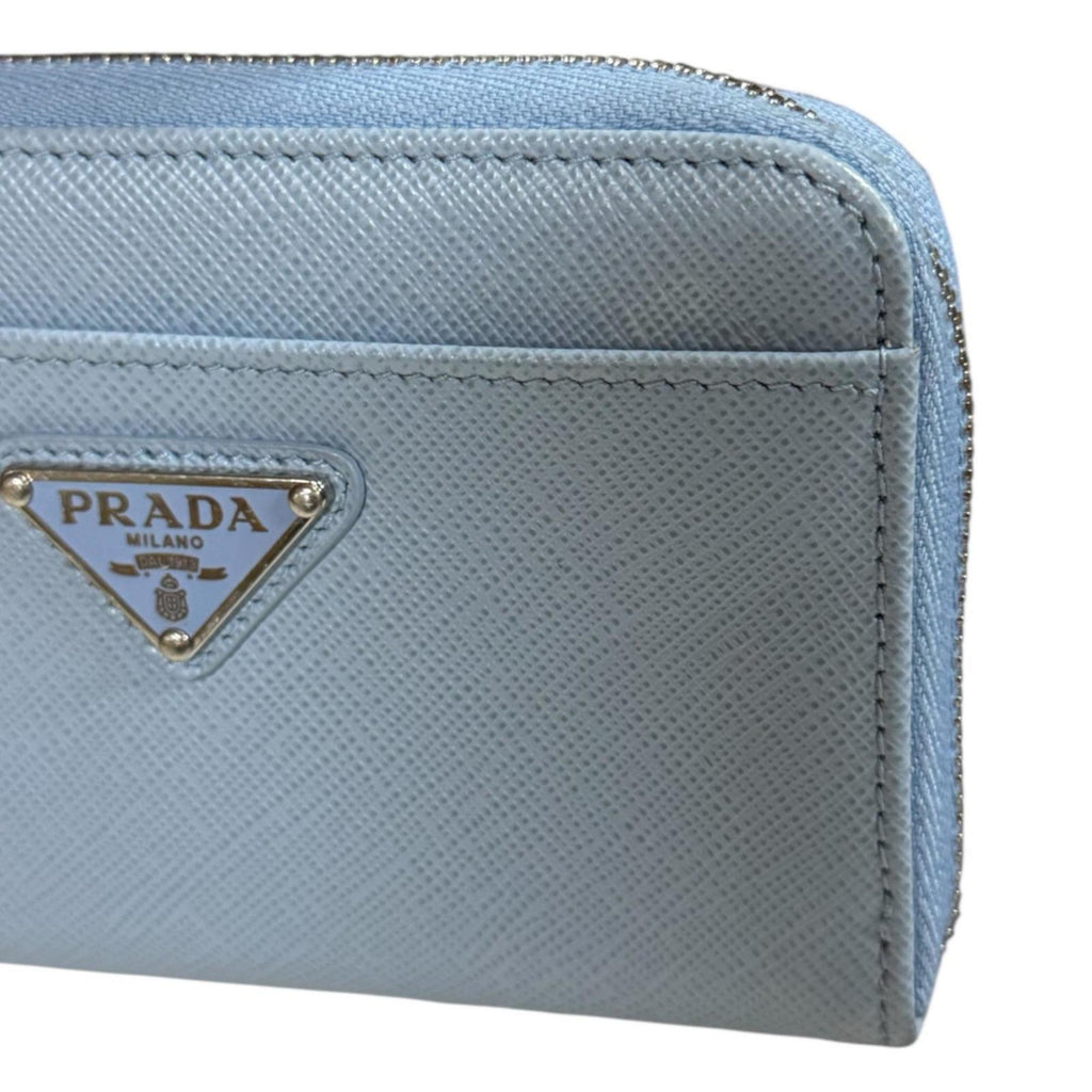 Pre-owned Prada Triangle Saffiano Leather Wallet/Coin Case, 1PP122, Women's