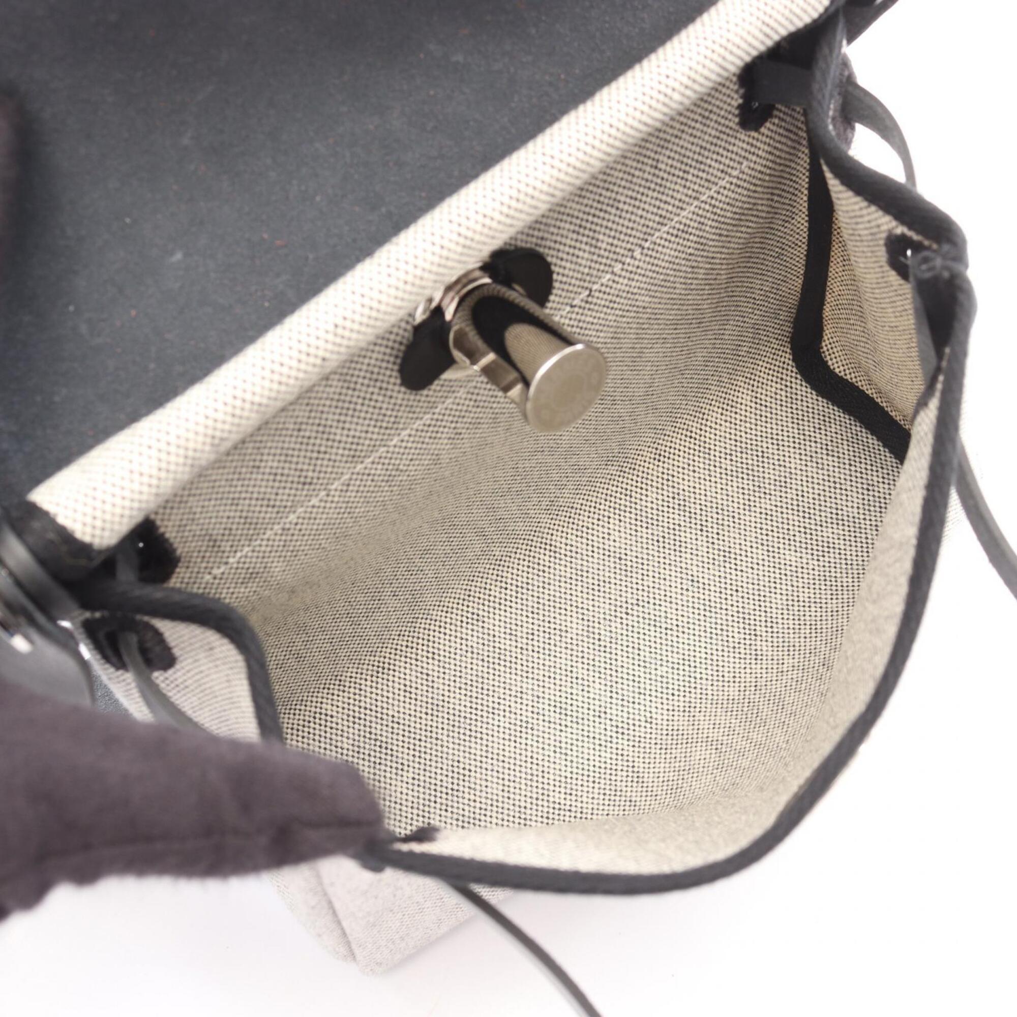 Hermes Herbag Zip Mini Shoulder Bag Handbag Canvas Leather Toile H Vache Hunter Women's Gray/Black — New - Store Return