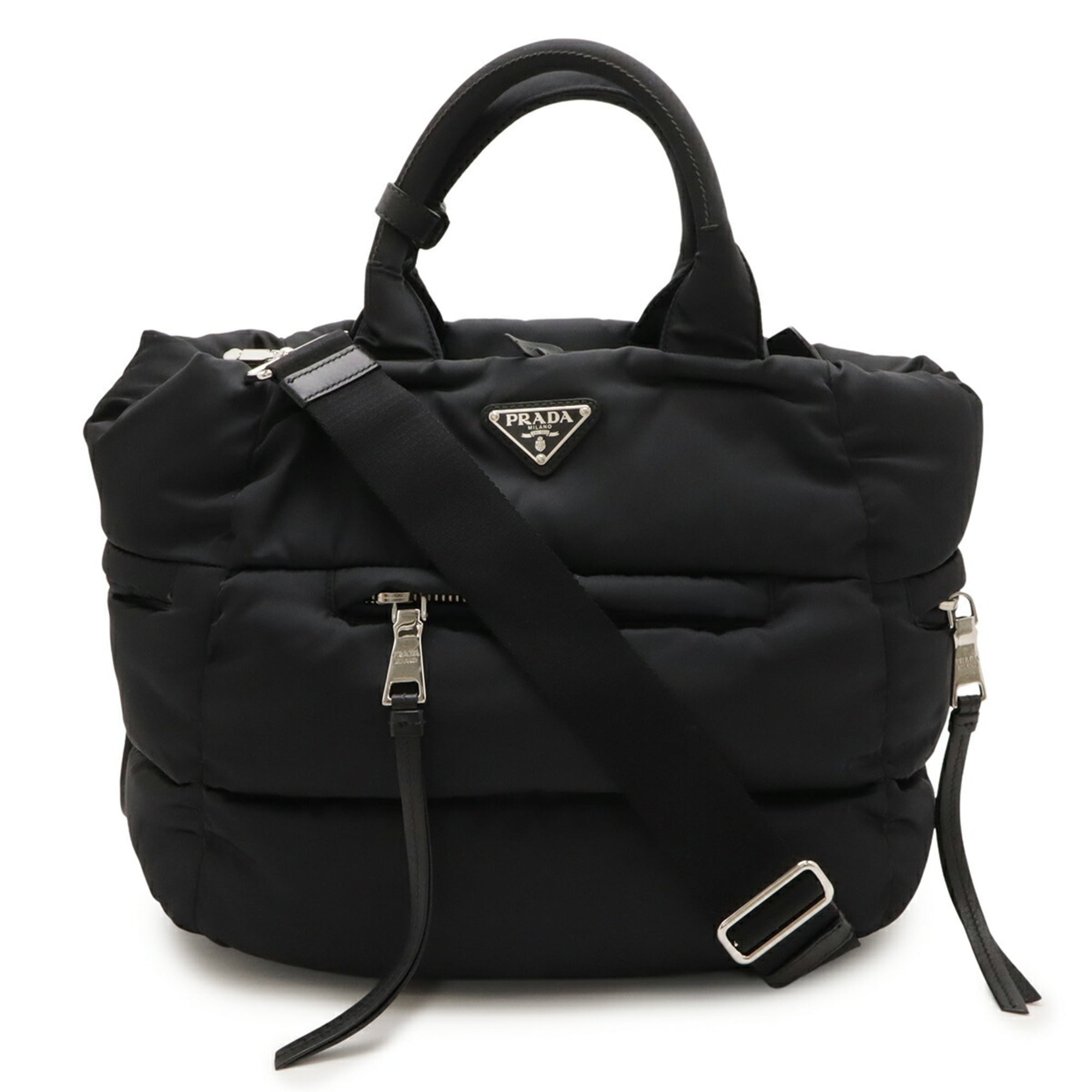 PRADA TESSUTO BOMBER bomber tote/shoulder bag in nylon and leather, black, purchased at a Japanese boutique (BN2632)