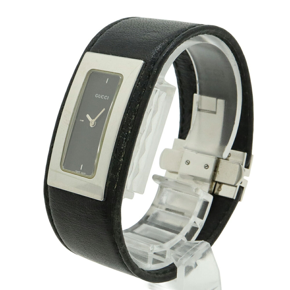 GUCCI Women's Quartz Watch 7800S, Black Dial, Stainless Steel, Leather Strap — Good