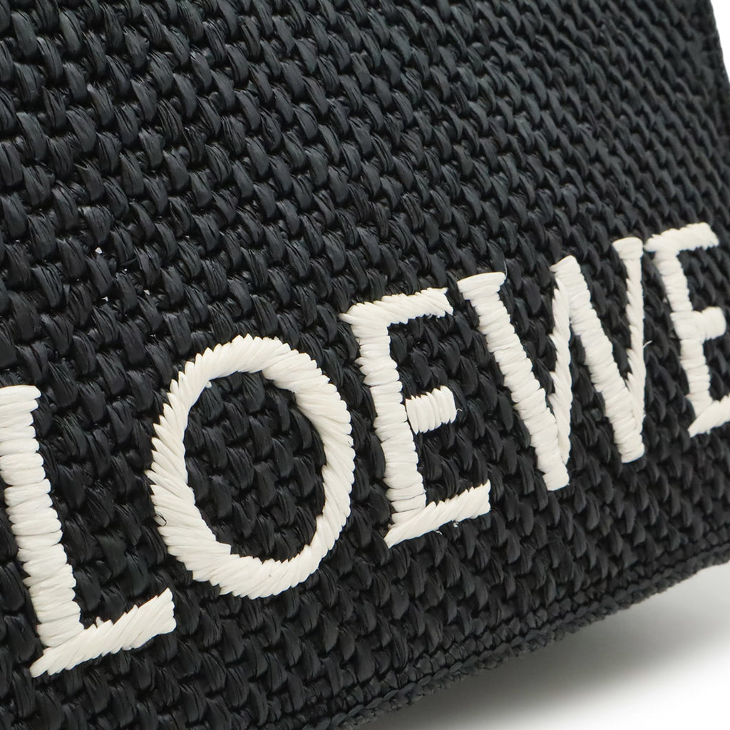 LOEWE Loewe Font Tote Small Bag Handbag Shoulder Raffia Black White A685B59X01