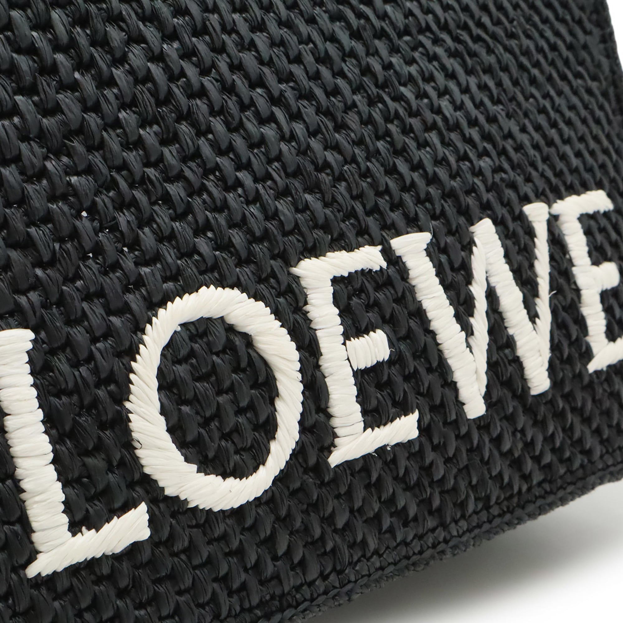 LOEWE Loewe Font Tote Small Bag Handbag Shoulder Raffia Black White A685B59X01