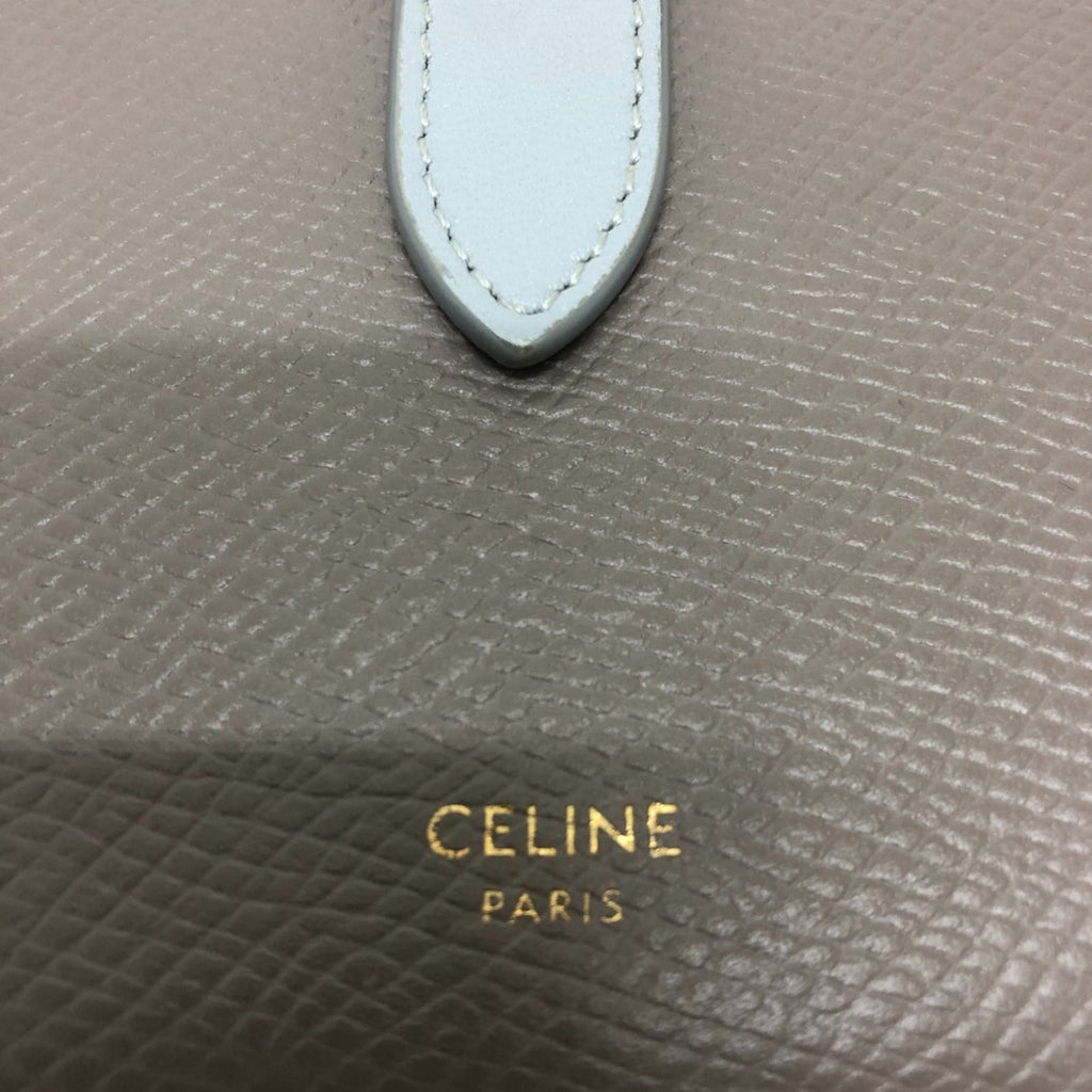 CELINE 10B643BRU Two-Tone Medium Strap Wallet, Compact Bi-fold Leather, Women's, Gray