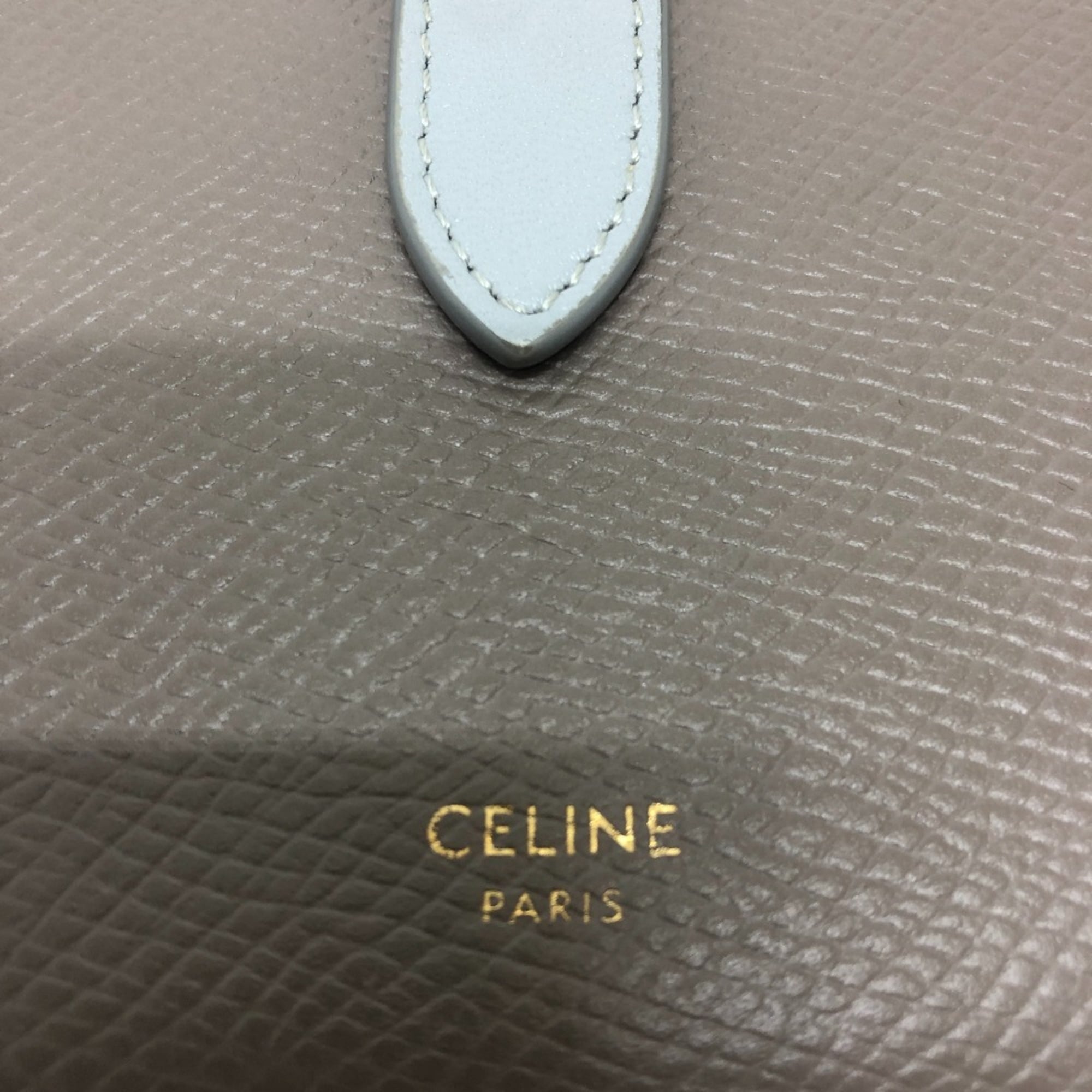 CELINE 10B643BRU Two-Tone Medium Strap Wallet, Compact Bi-fold Leather, Women's, Gray