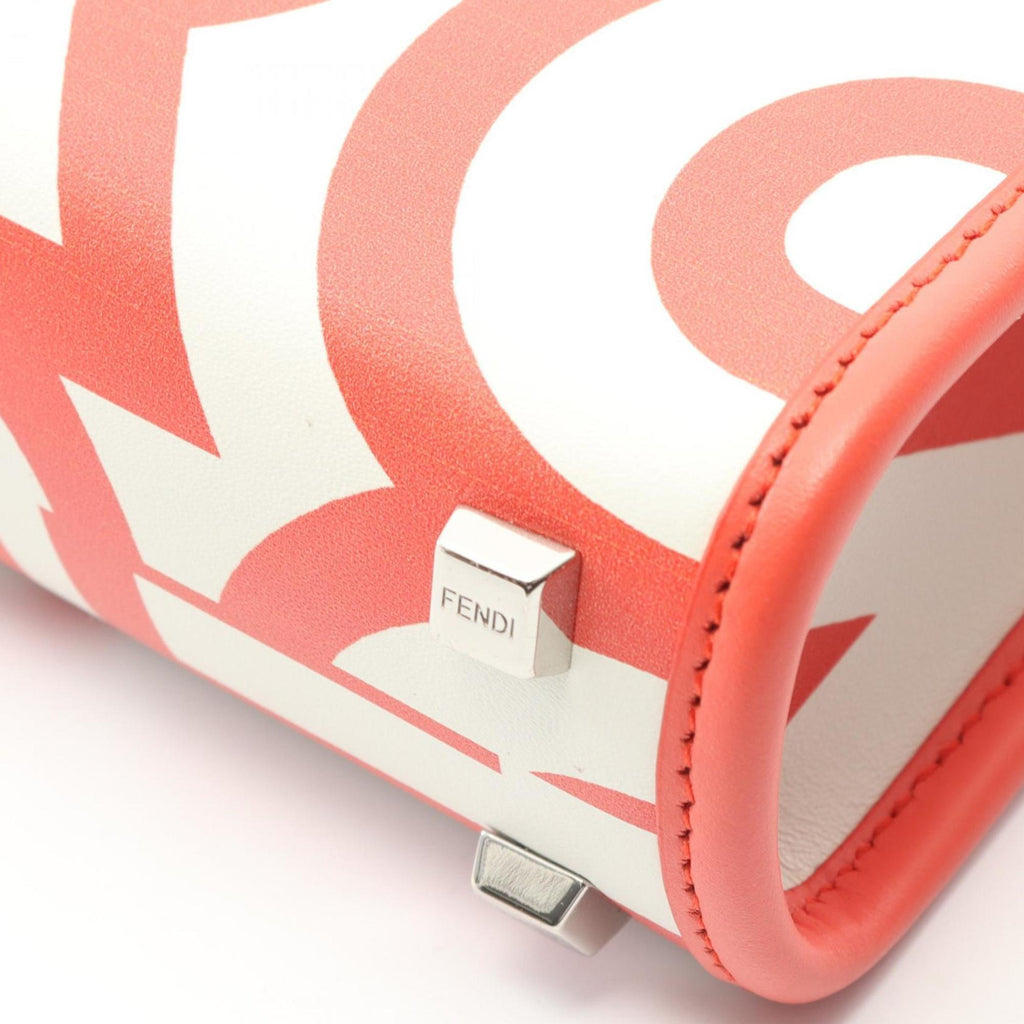 Fendi Sunshine Shopper Mini Handbag, Leather, Women's, Red and White, 8BS051