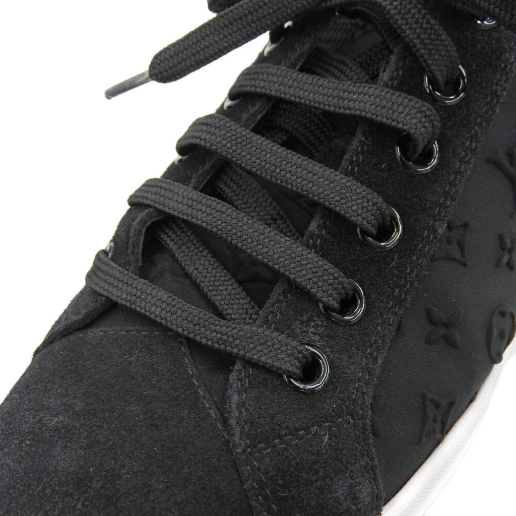 Louis Vuitton Stellar Line Shoes Monogram Embossed Sneakers Approx. 22cm Suede Black