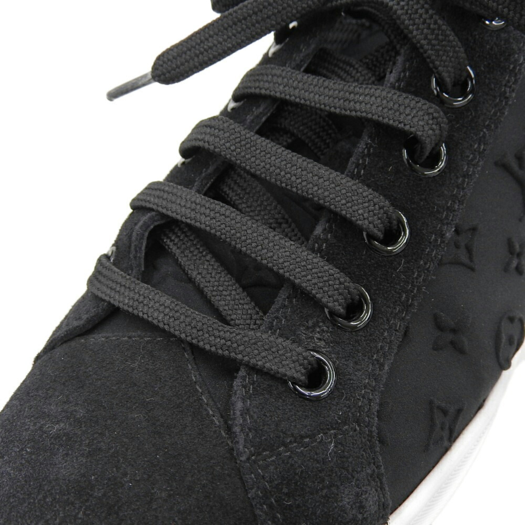 Louis Vuitton Stellar Line Shoes Monogram Embossed Sneakers Approx. 22cm Suede Black