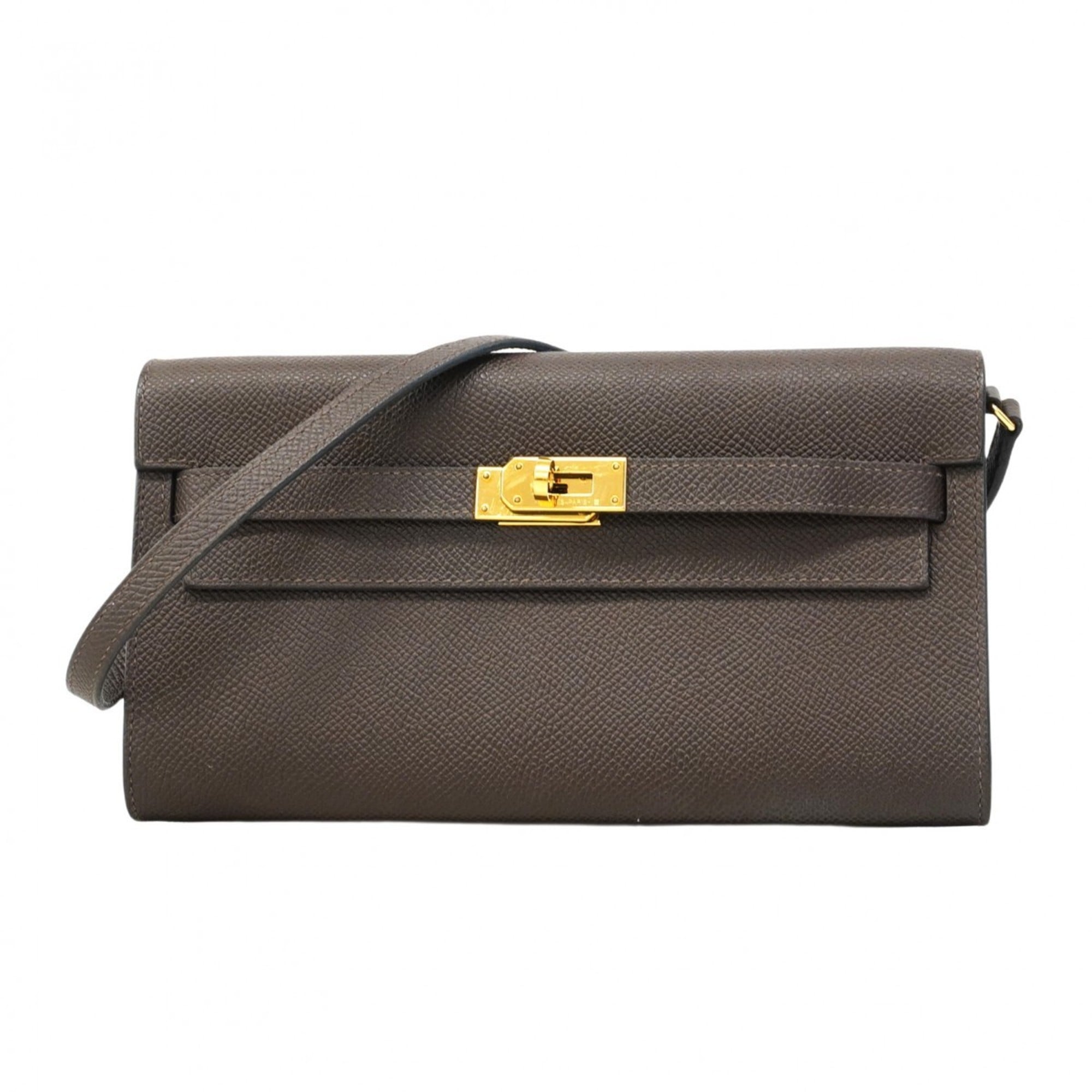 Hermes Hermès Kelly Wallet To Go, Epsom Leather, Chocolate, U Stamp, Women's