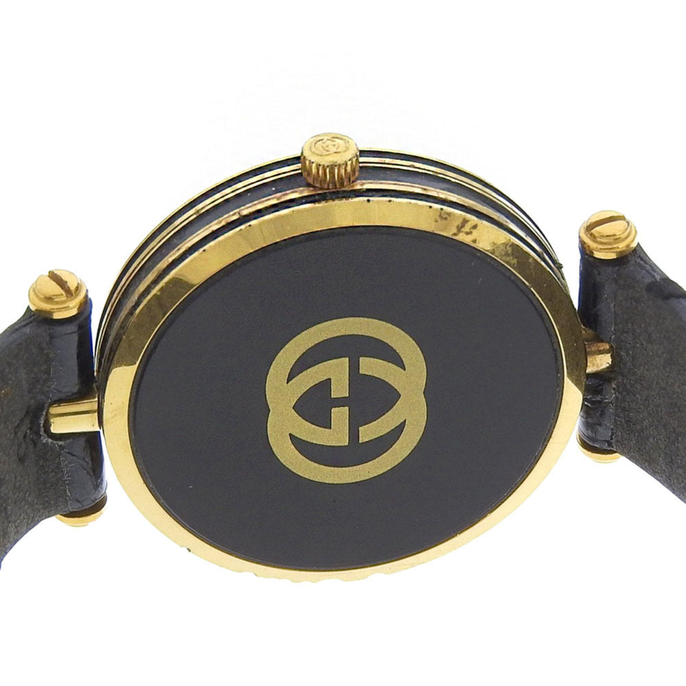 Gucci Sherry Line Watch, Gold Plated, Quartz, Analog, Black Dial, Men's — Good