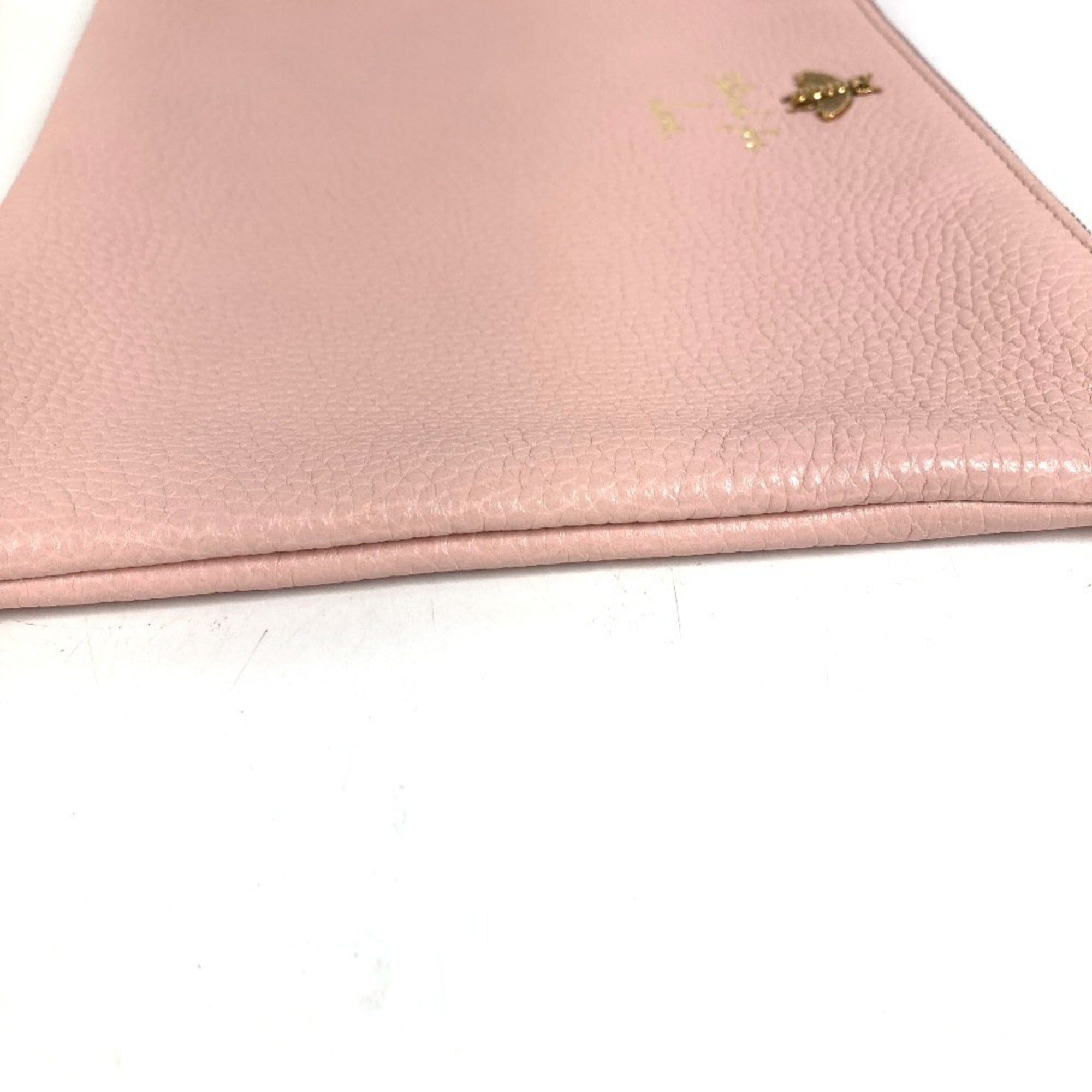 GUCCI 460187 Logo BEE Animalier Bee Bag Second Handbag Pouch Clutch Leather Men's Women's Pink Like New — Like New