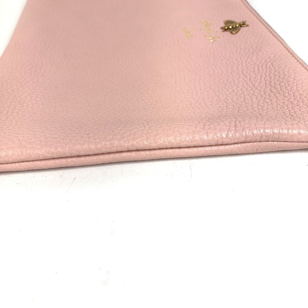 GUCCI 460187 Logo BEE Animalier Bee Bag Second Handbag Pouch Clutch Leather Men's Women's Pink Like New — Like New