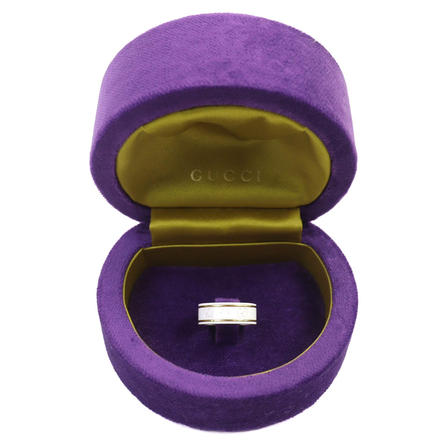 GUCCI Icon Ring, 18K White Gold, Ceramic, 4.5g, Made in Italy, Approx. Japanese Size, Includes Case, Women's