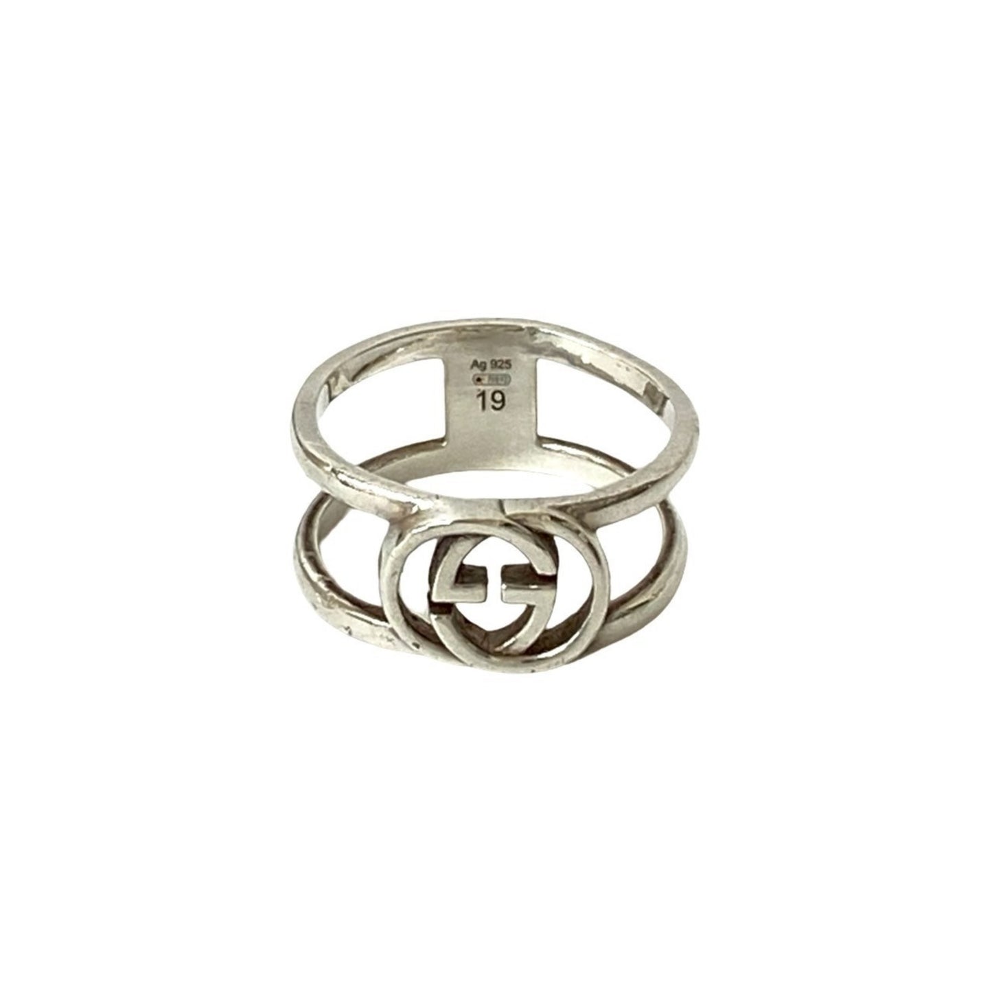 GUCCI Interlocking G Open Hand Ring in Sterling Silver (l22-8)