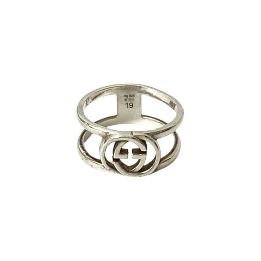 GUCCI Interlocking G Open Hand Ring in Sterling Silver (l22-8)