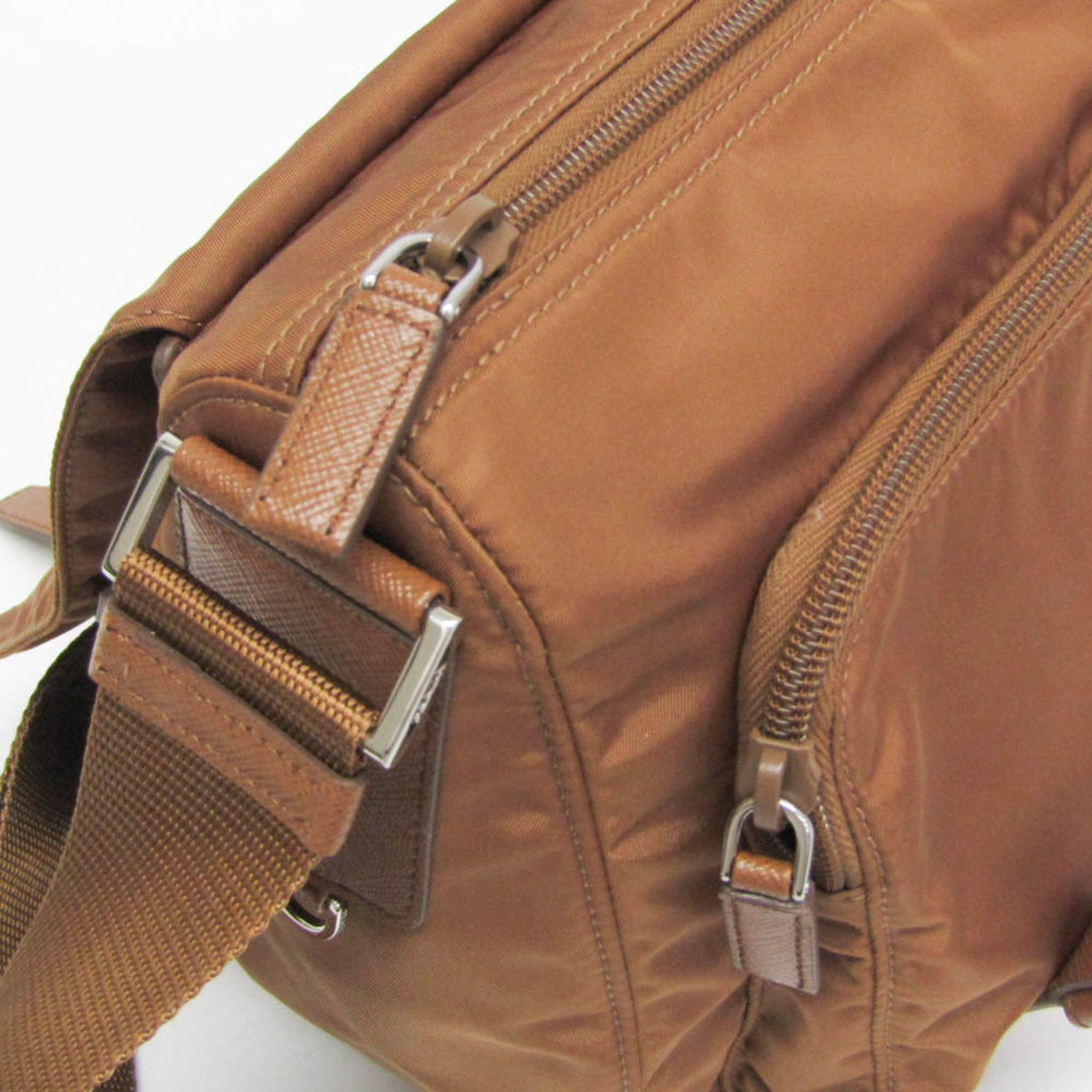 Prada Re-Nylon Crossbody Bag 1BD953 Men,Women Nylon,Leather Shoulder Bag Brown — Like New