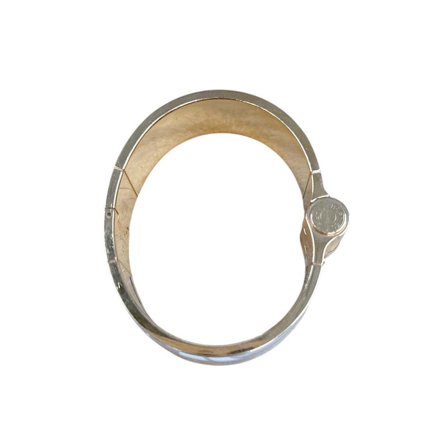Hermes Hermès Charnière Bangle Bracelet GP White x Beige Gold