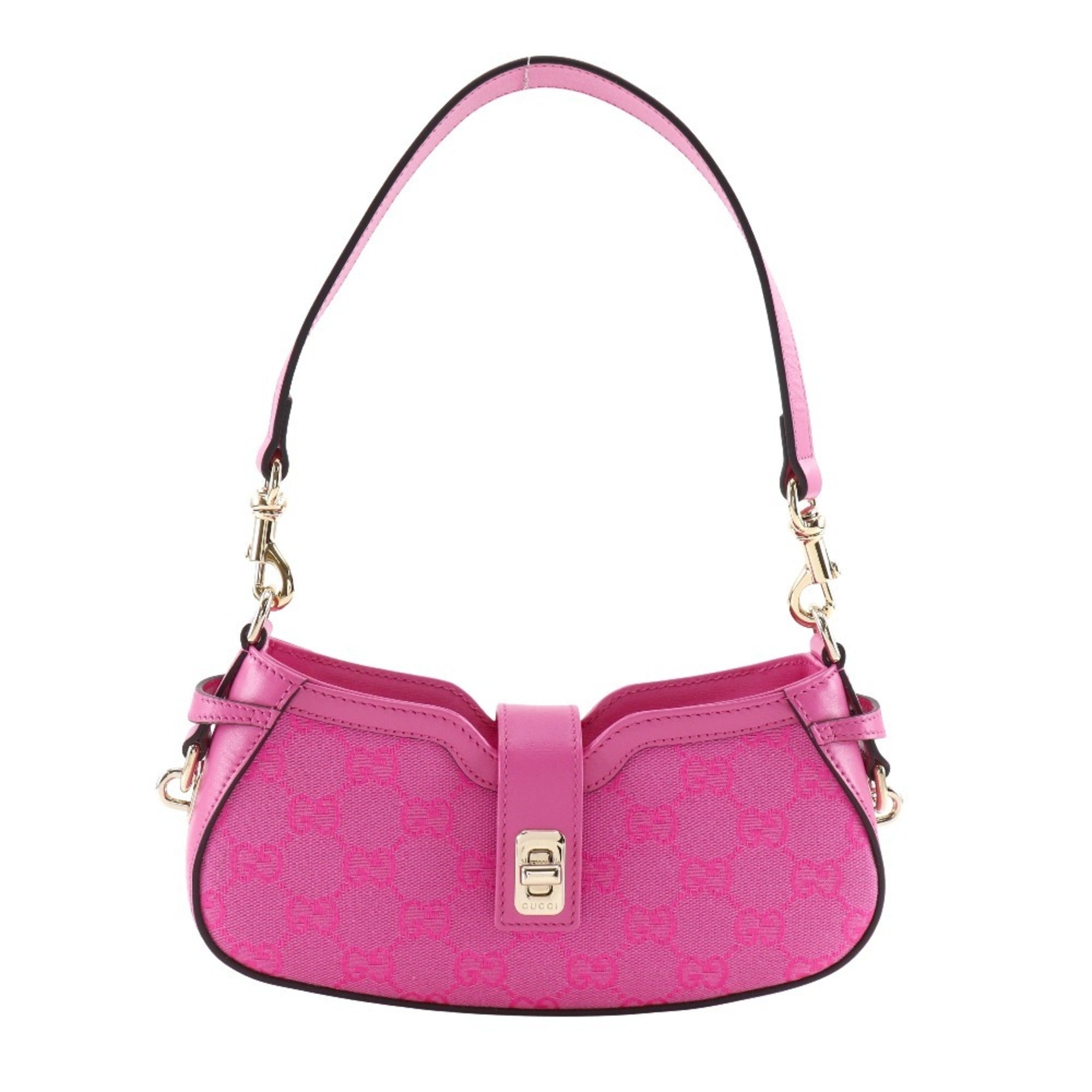Gucci Moonside Mini Shoulder Bag 786035, GG Canvas, Pink, Zippered, Women's — Like New