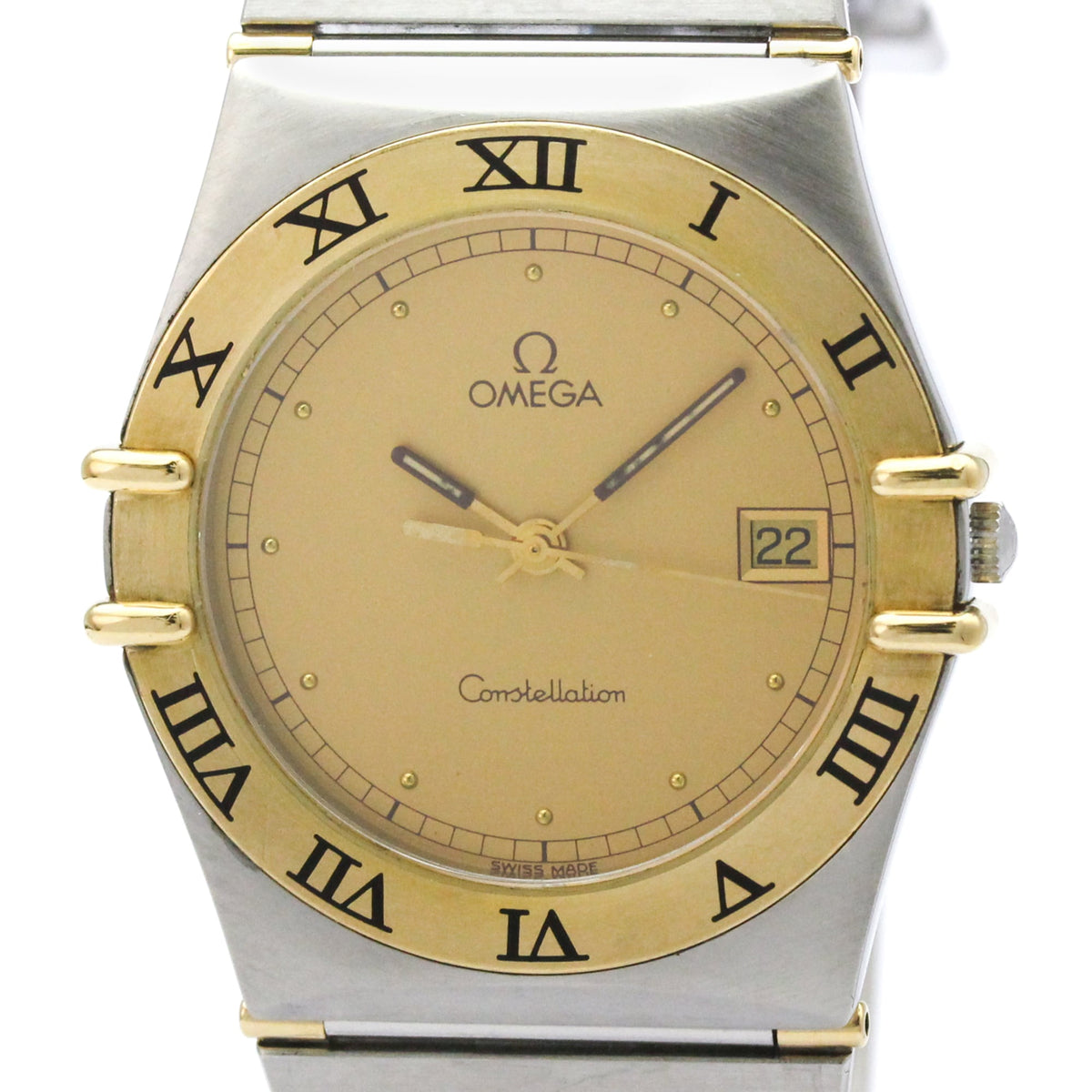 OMEGA Constellation 18K Gold Steel Quartz Mens Watch 396.1080 Polished — Very Good