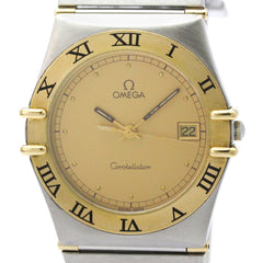 OMEGA Constellation 18K Gold Steel Quartz Mens Watch 396.1080 Polished — Very Good